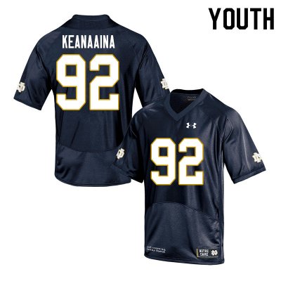 Notre Dame Fighting Irish Youth Aidan Keanaaina #92 Navy Under Armour Authentic Stitched College NCAA Football Jersey HTQ5099MO